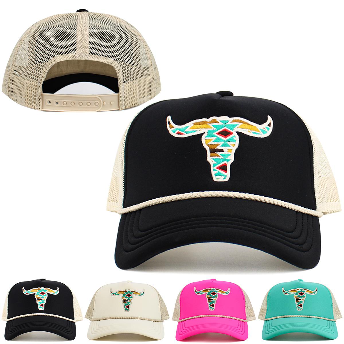 Cow SKULL Aztec Meshback Ballcap